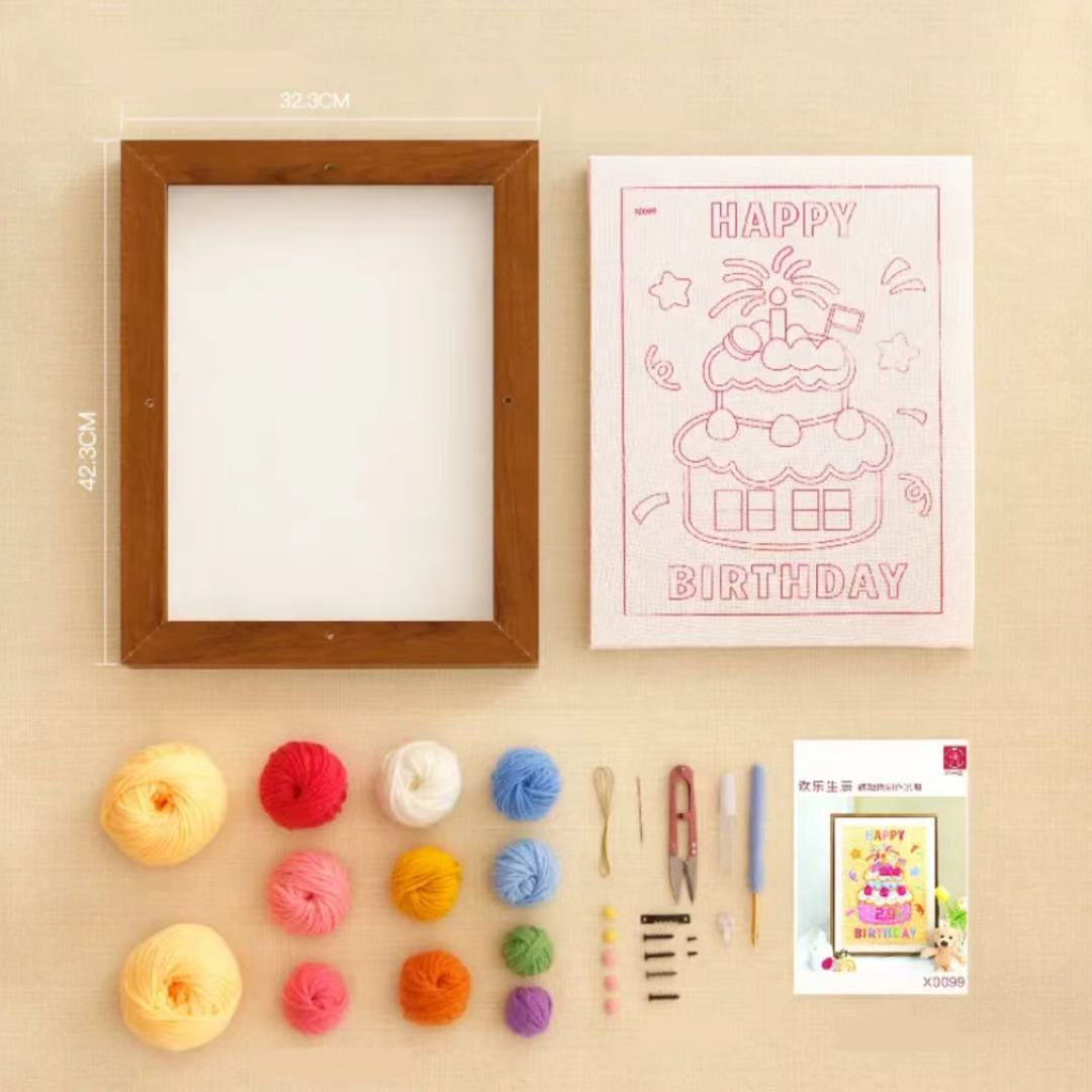 Happy Birthday Frame Style Needle Felted DIY Kits