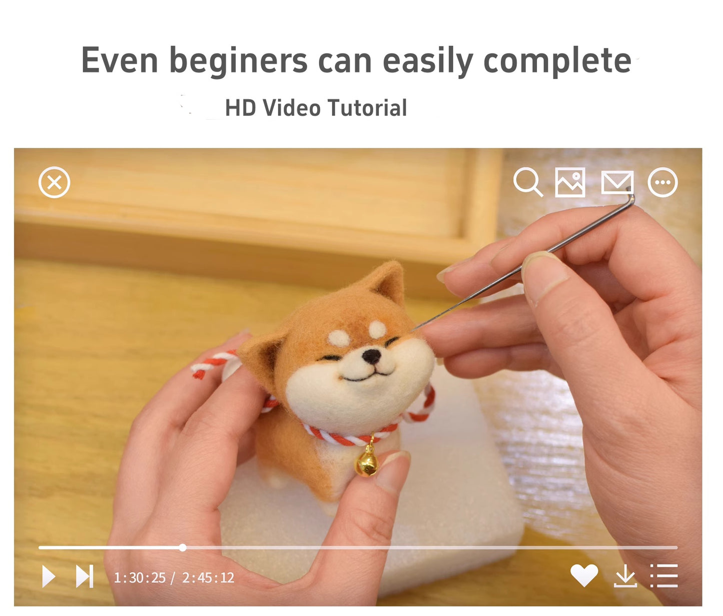 DIY Needle Felting Kit – Shiba Inu Dog Pendant (Beginner-Friendly)