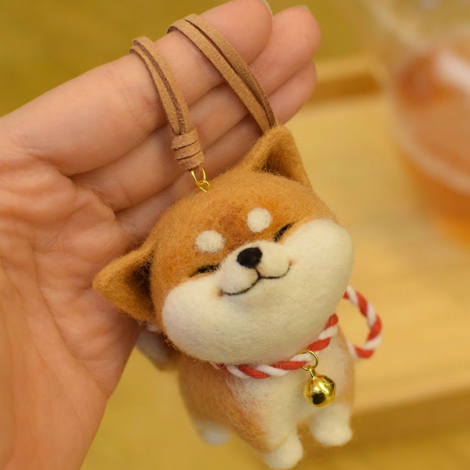DIY Needle Felting Kit – Shiba Inu Dog Pendant (Beginner-Friendly)