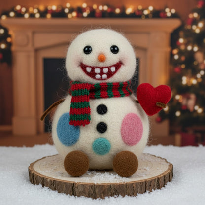 Frosty Joker – Handmade Wool Felt Snowman | Needle-Felted by Artisan, Stitch by Stitch