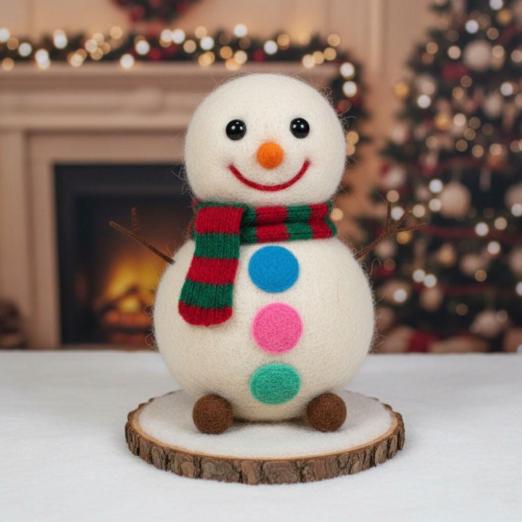 Frosty Joker – Handmade Wool Felt Snowman | Needle-Felted by Artisan, Stitch by Stitch