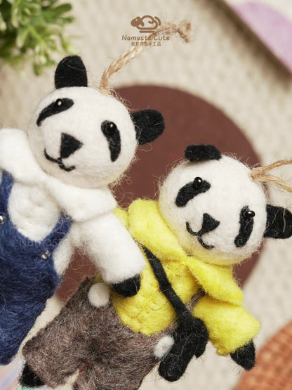 Hand-Felted Panda Charm — 100% Wool, Handmade in Nepal | Unique, Soft & Gift-Ready