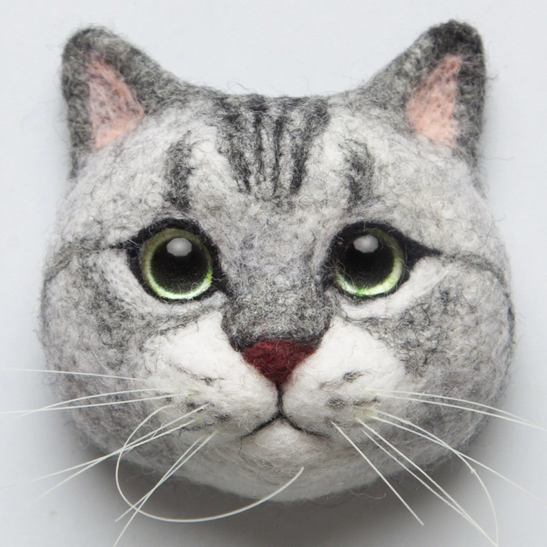 Silver Shaded Cat Avatar Needle Felted DIY Kits (small)