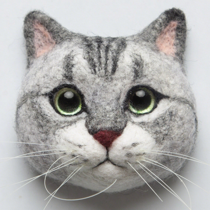 Silver Shaded Cat Avatar Needle Felted DIY Kits (small)