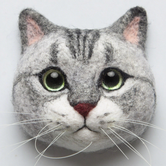 Silver Shaded Cat Avatar Needle Felted DIY Kits (small)