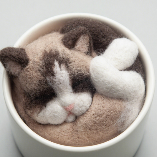 Cat Cup:Cat Cup Ragdoll Cat Avatar Needle Felted DIY Kits