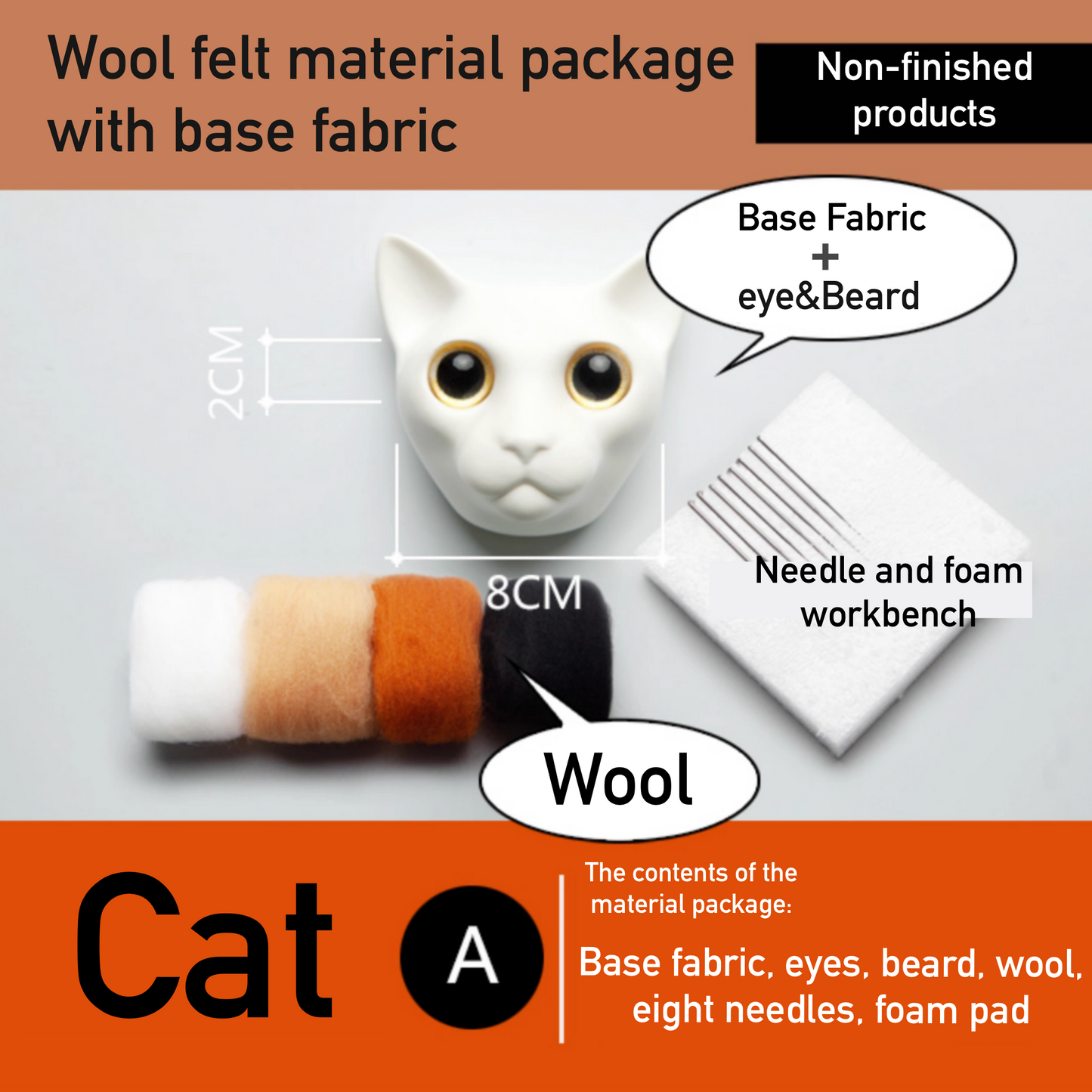 Blue Cat Avatar Needle Felted DIY Kits (small)