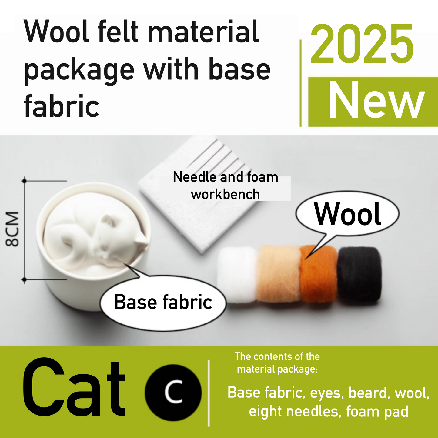 Cat Cup:Calico Cat Avatar Needle Felted DIY Kits