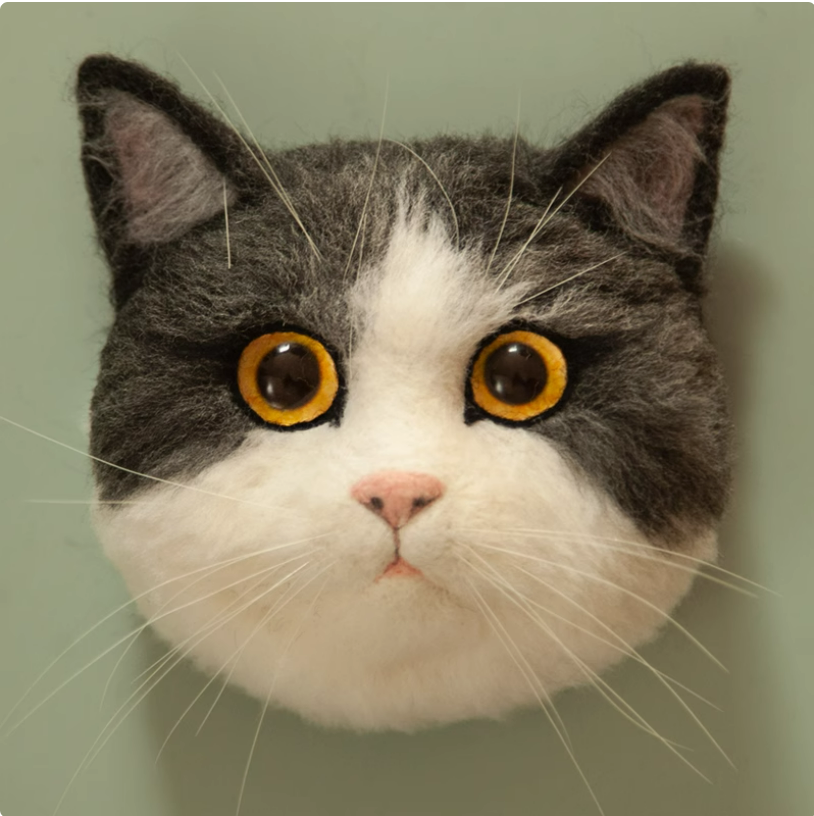 Blue and Withe Cat Avatar Needle Felted DIY Kits