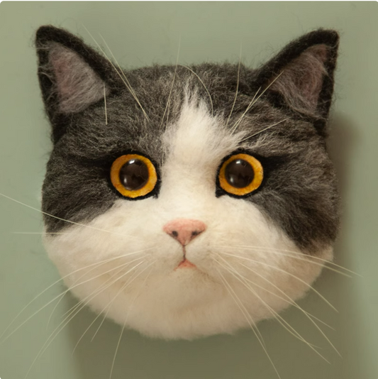 Blue and Withe Cat Avatar Needle Felted DIY Kits