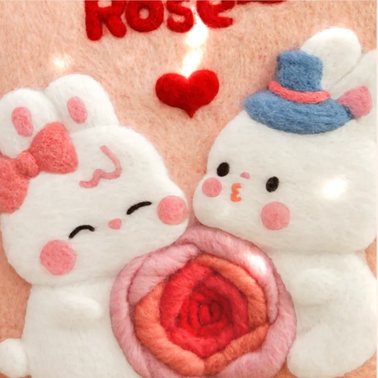 Cute Pet Frame Style Needle Felted DIY Kits:  Rose Rabbit