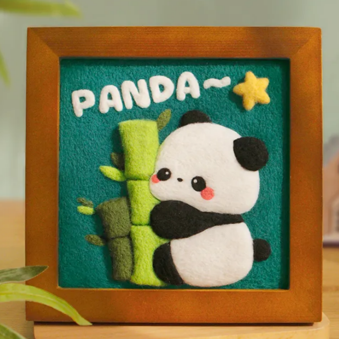 Cute Pet Frame Style Needle Felted DIY Kits:  Panda