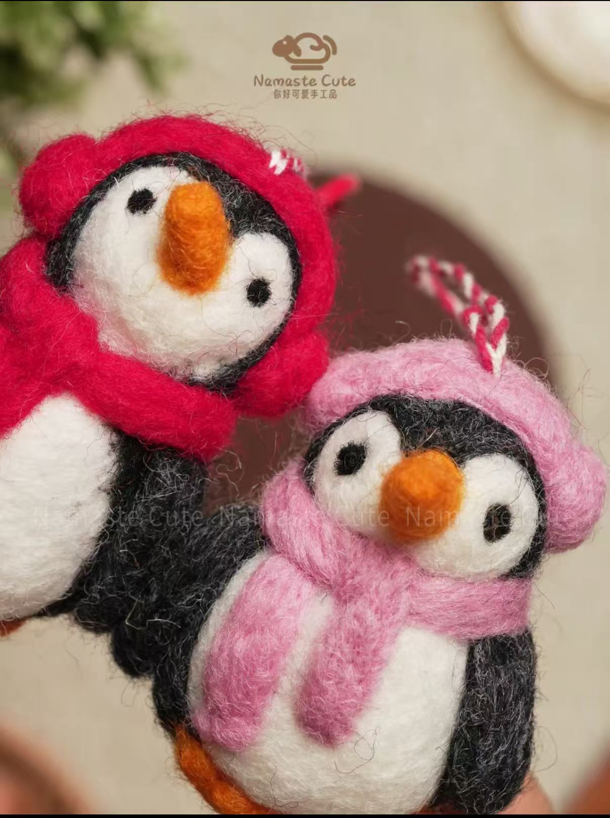 Handcrafted Penguin Bag Charm — 100% Felted Wool, Cozy Scarf & Hat, Made in Nepal