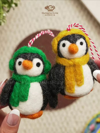 Handcrafted Penguin Bag Charm — 100% Felted Wool, Cozy Scarf & Hat, Made in Nepal