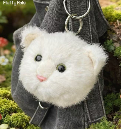 Fluffy Pals Realistic Cat-Head Charm (Big-Eye Plush Edition)——Can be used as a bag charm
