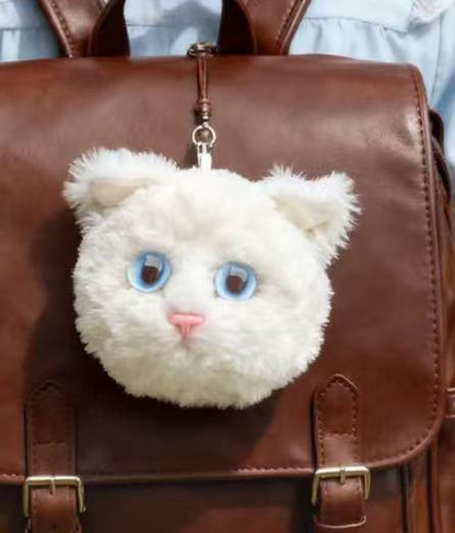 Fluffy Pals Realistic Cat-Head Charm (Big-Eye Plush Edition)——Can be used as a bag charm