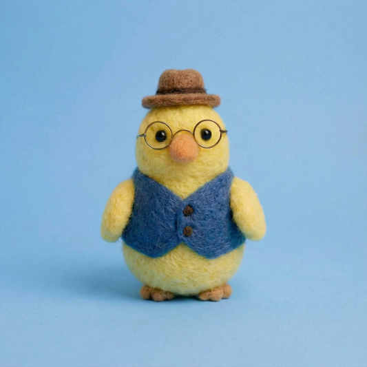Gentleman Chick with Hat & Glasses Felting Kit