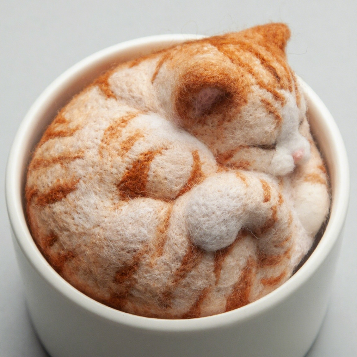 Cat Cup:Orange Cat Avatar Needle Felted DIY Kits