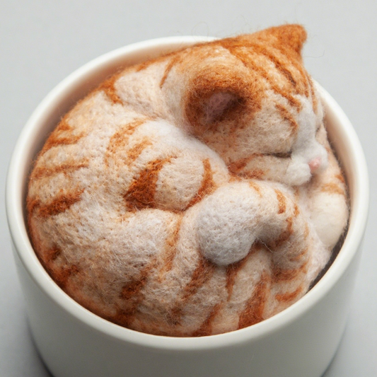 Cat Cup:Orange Cat Avatar Needle Felted DIY Kits