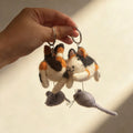 Cat Catching Mouse Wool Felt Keychain 5