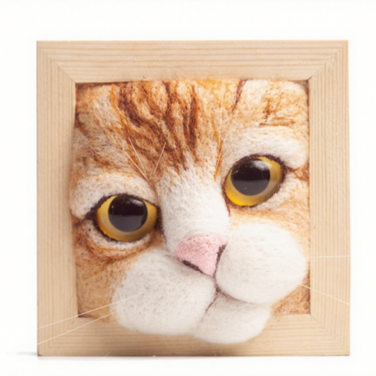 Cat In Square Frame:Orange Cat Avatar Needle Felted DIY Kits