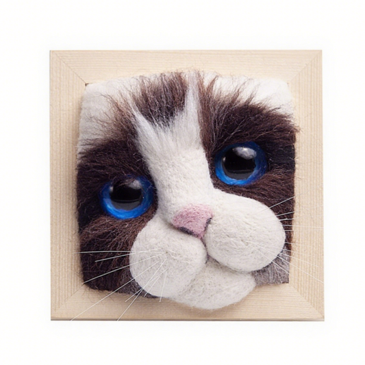 Cat In Square Frame:Radoll Cat Cat  Avatar Needle Felted DIY Kits