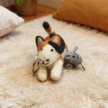 Cat Catching Mouse Wool Felt Keychain 1