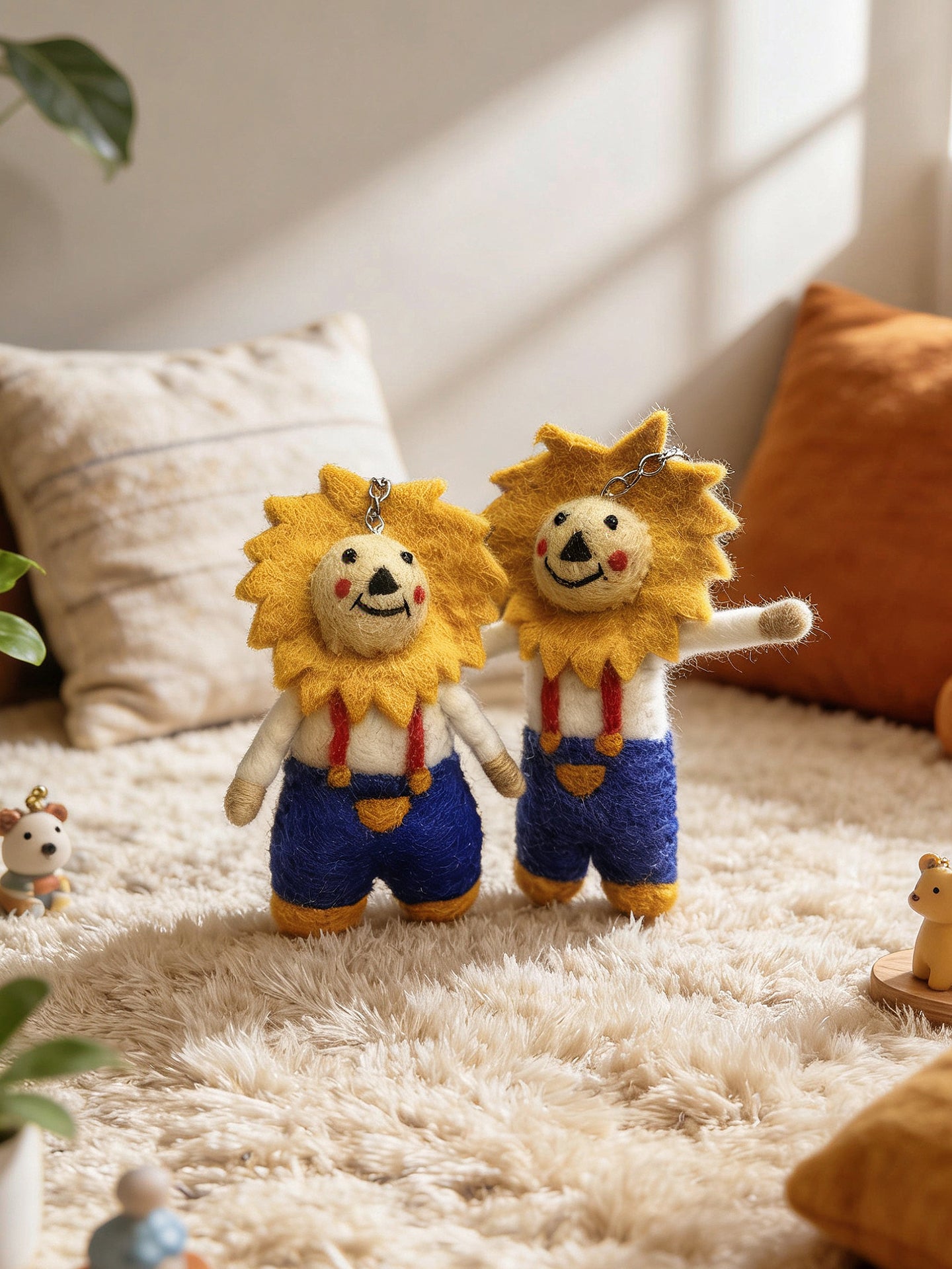 Sun Lion Wool Felt Keychain