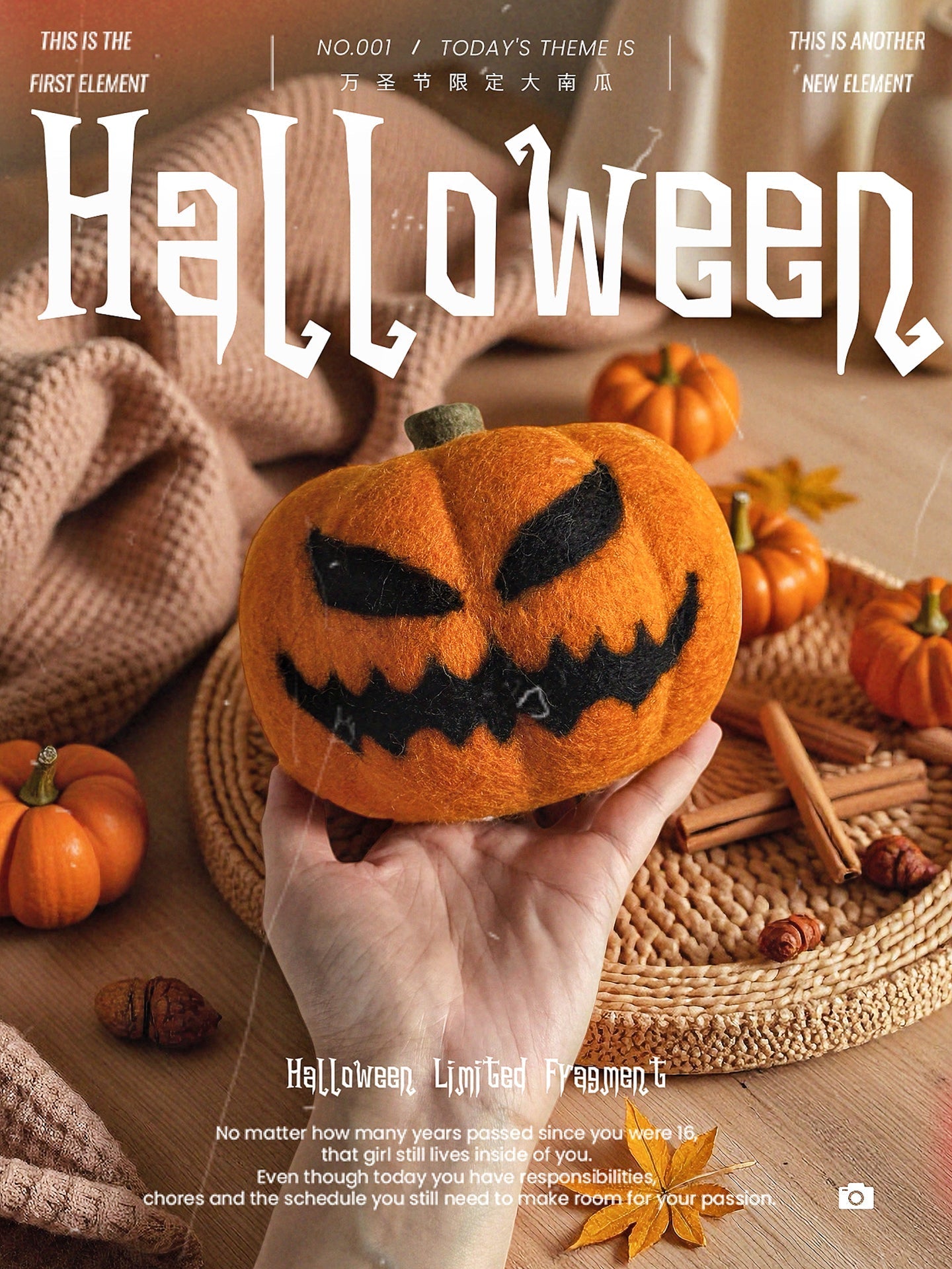 Halloween Pumpkin Wool Felt Ornament