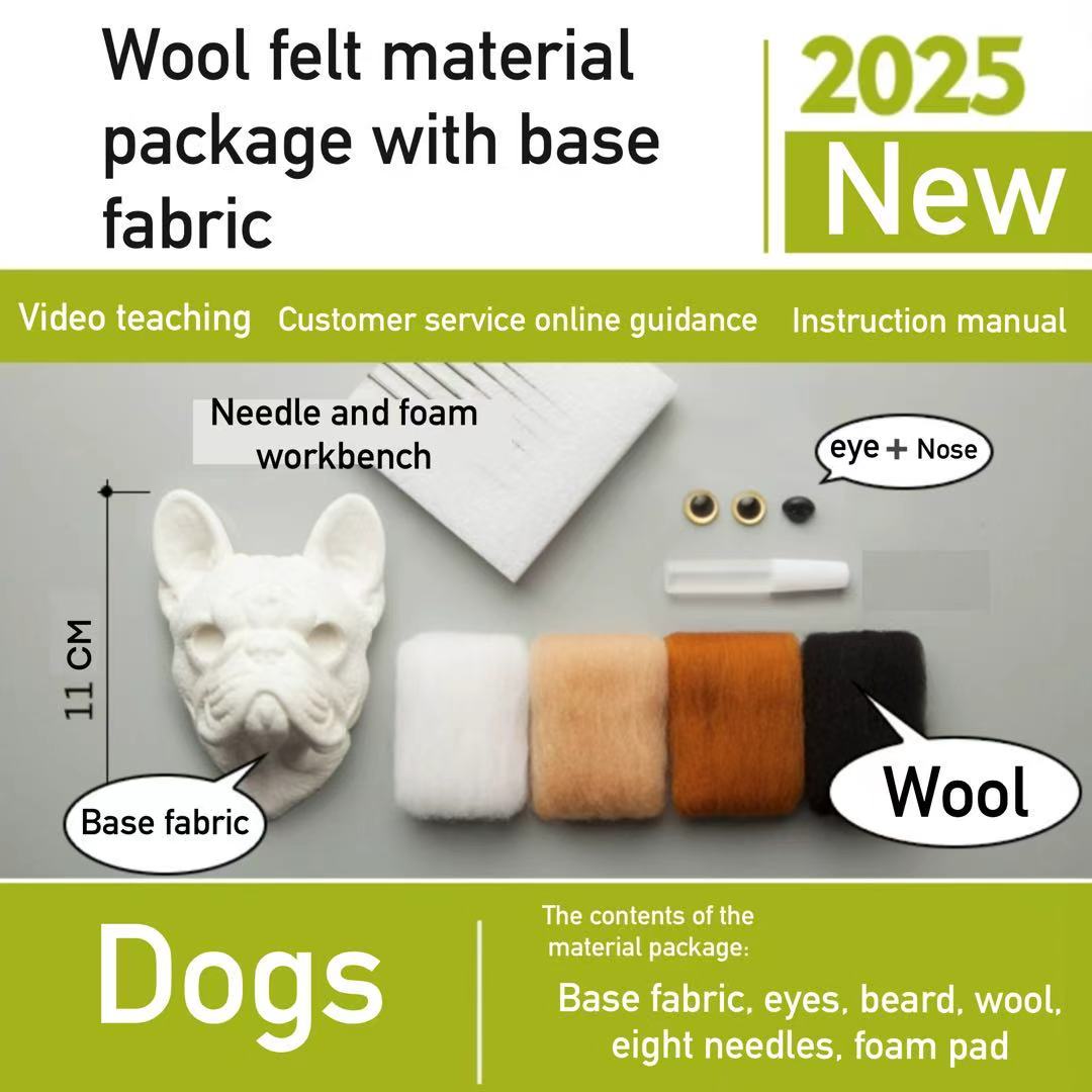 Bulldog Avatar Needle Felted  DIY Kits
