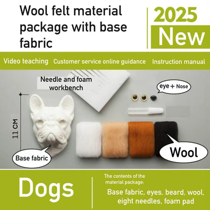 Bulldog Avatar Needle Felted  DIY Kits