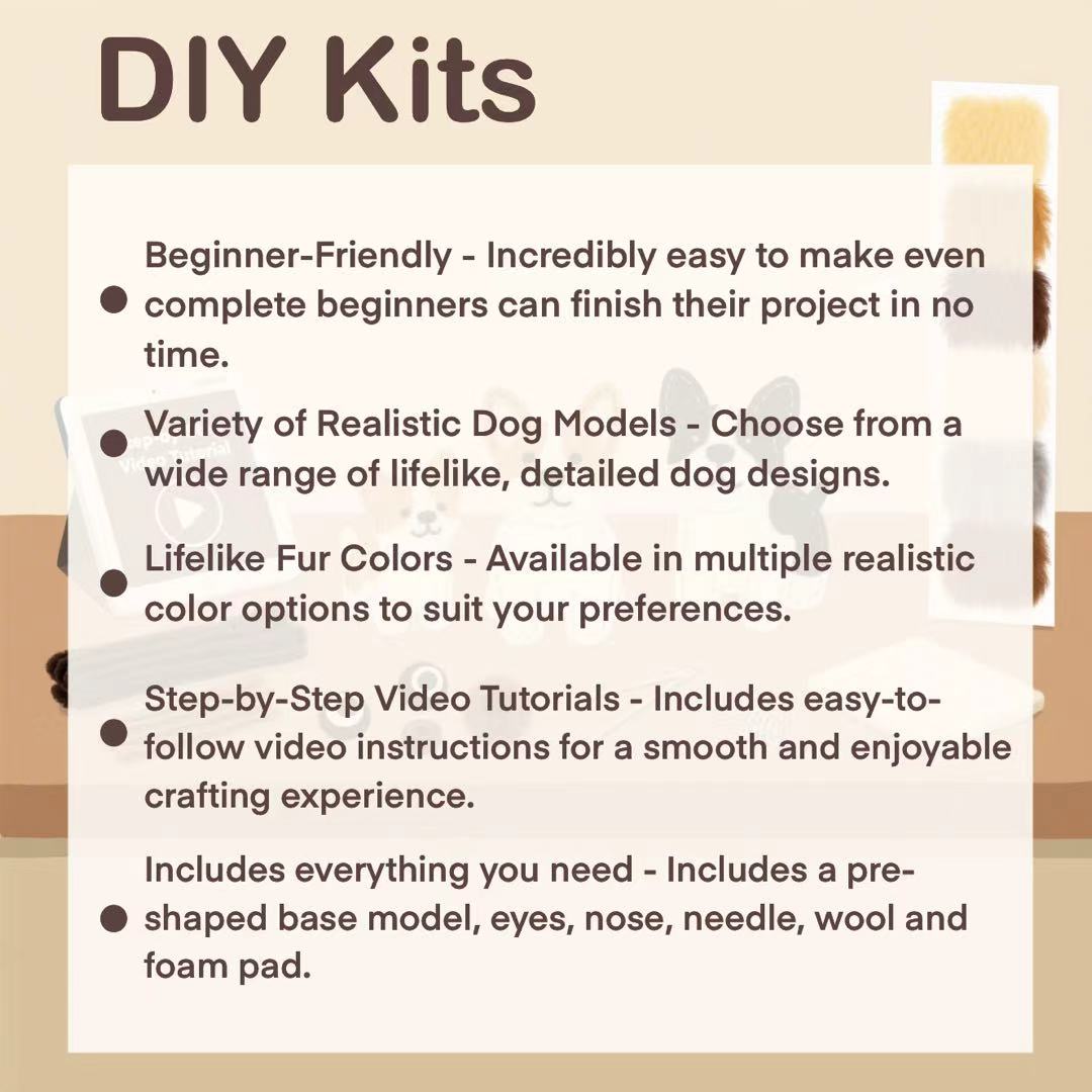 Bulldog Avatar Needle Felted  DIY Kits