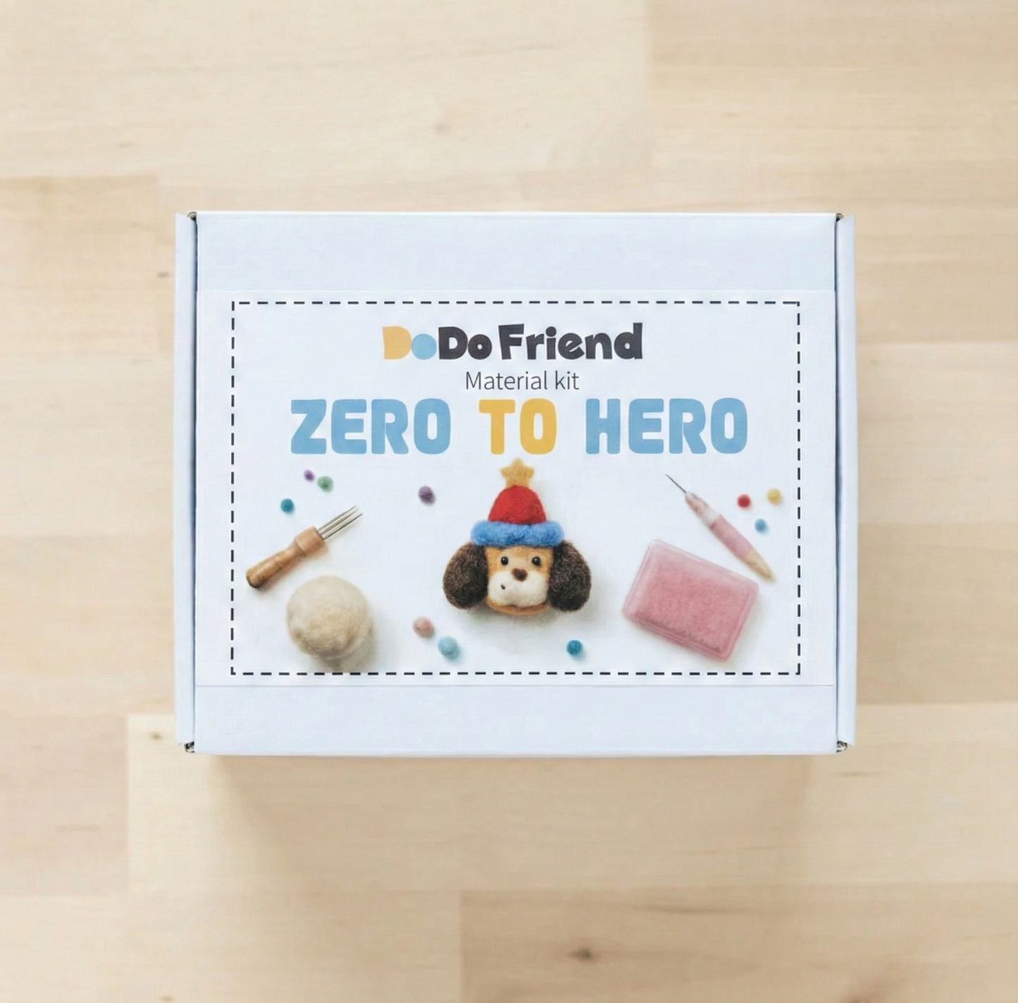 Jellyfish-Chasing Square Boy Needle Felting Kit - Handmade Cartoon DIY Crafting Set