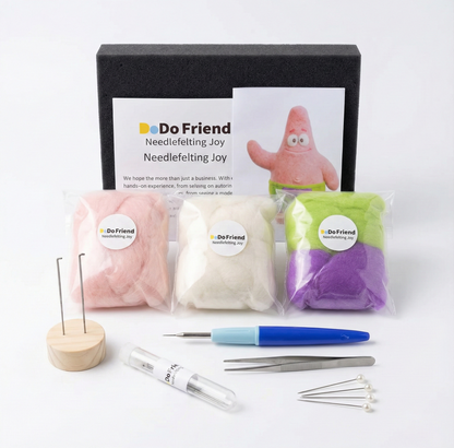 The Happy Lucky Starfish Needle Felting Kit - Cute Pink Companion DIY Crafting Set