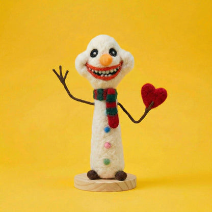 Happy Snowman Needle Felting Kit - Love & Joy Design, Perfect for Beginners