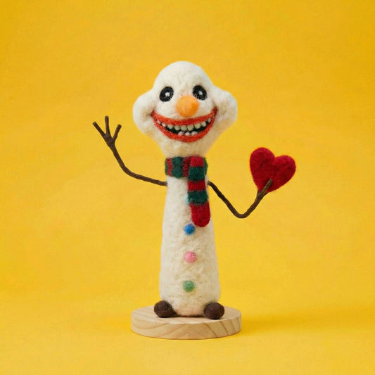 Happy Snowman Needle Felting Kit - Love & Joy Design, Perfect for Beginners