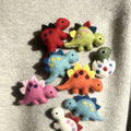 Handmade Wool Felt Little Dinosaur Brooch – Dark Green 1