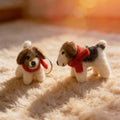 Red Scarf Mini Puppy Wool Felt Keychain 1