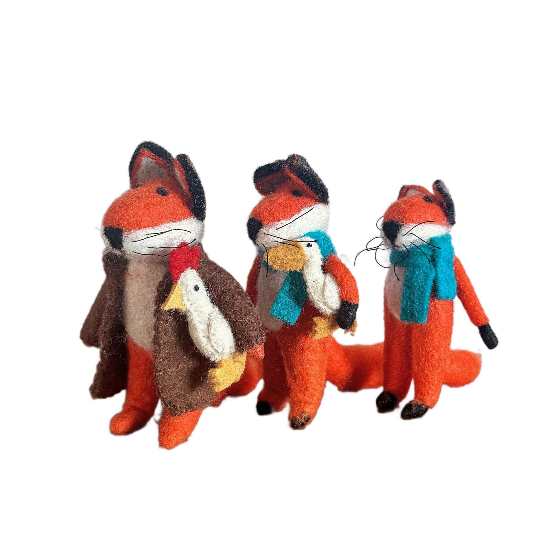 Fox Family Wool Felt Ornament